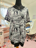 NEW Women's XXL HP Newsprint Dolman T-Shirt BL