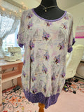 NEW Women's XXL Disney Mickey Believe in Magic w/ Faux Purple Glitter Dolman Top BL