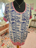 NEW Women's XXL The Mountains Are Calling w/ Faux Pink Glitter Dolman Top BL