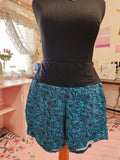 NEW Women's Fancy Curse Words in Lace Blue Shorts with Yoga Band XXL