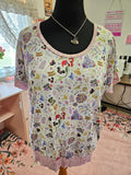 NEW Women's XXL Disney Parks w/ Faux Pink Glitter Dolman Top BL