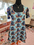 Women's XXL Blue Doctor Who Floral Lace Custom Dress CL