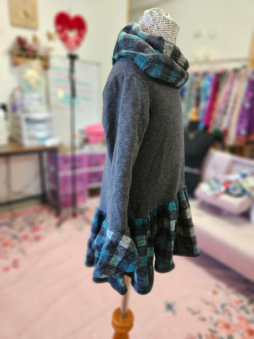 GIRL'S Cowl Neck Teal Plaid Sweater 4T