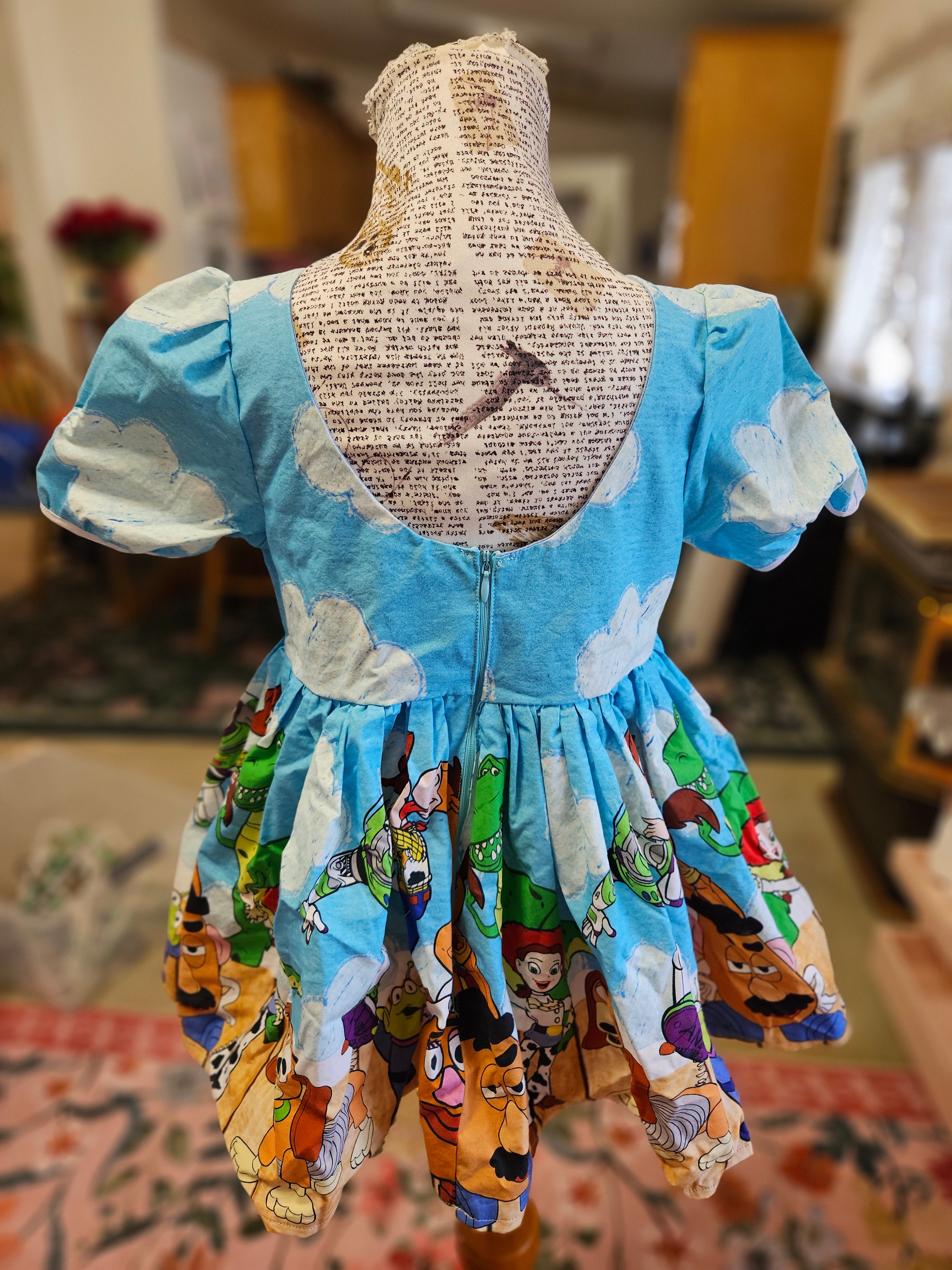 New GIRL'S Toy Story Border Print w/ Puff Sleeves Dress CW 2T/4T