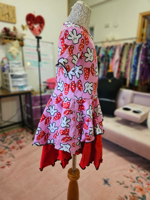 GIRL'S Minnie Mouse Pink Bows Dress CL w/ layered skirt 4T