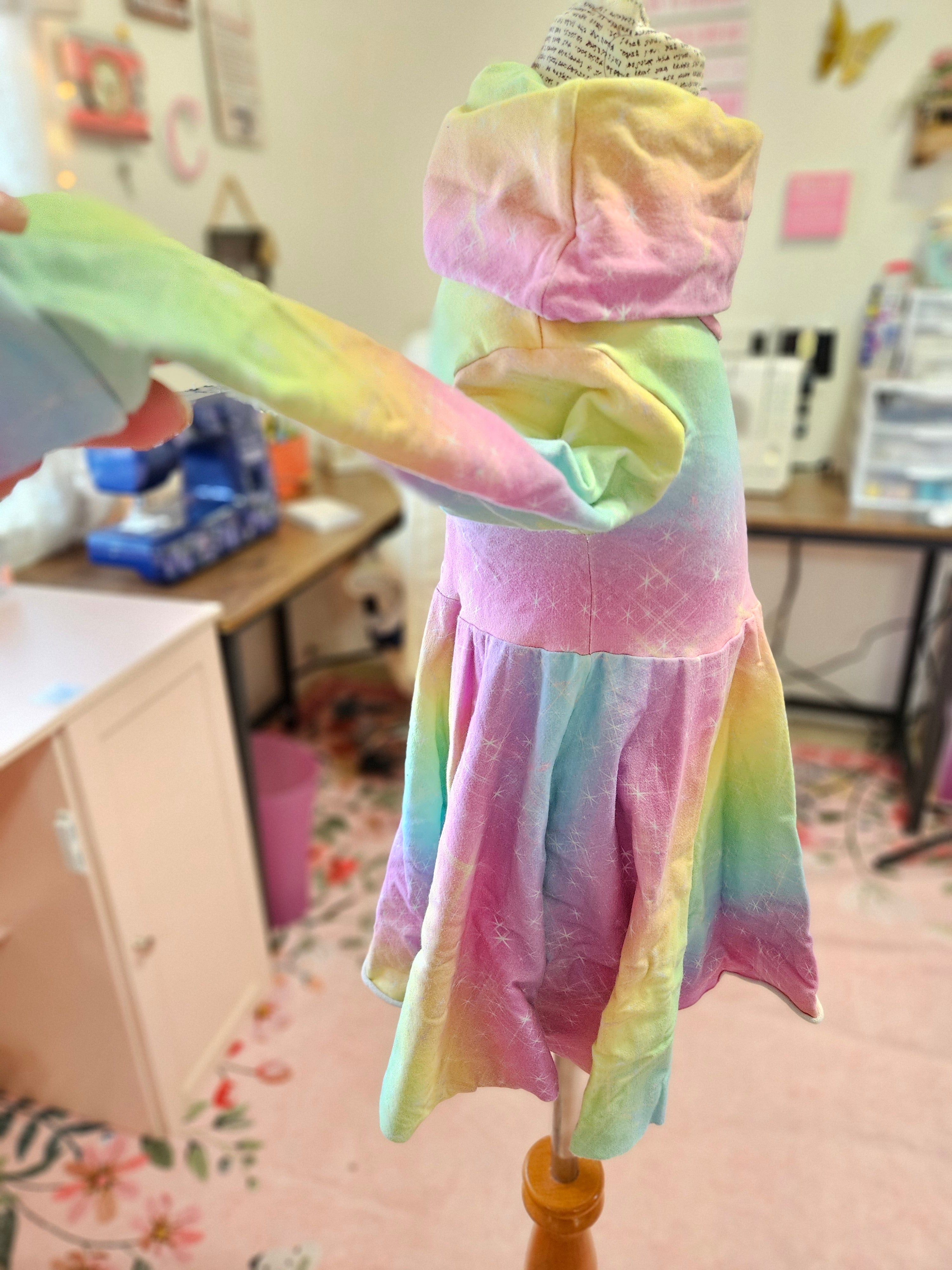 GIRL'S Cowl Neck Pastel Rainbow Sparkle Dress FT 4T