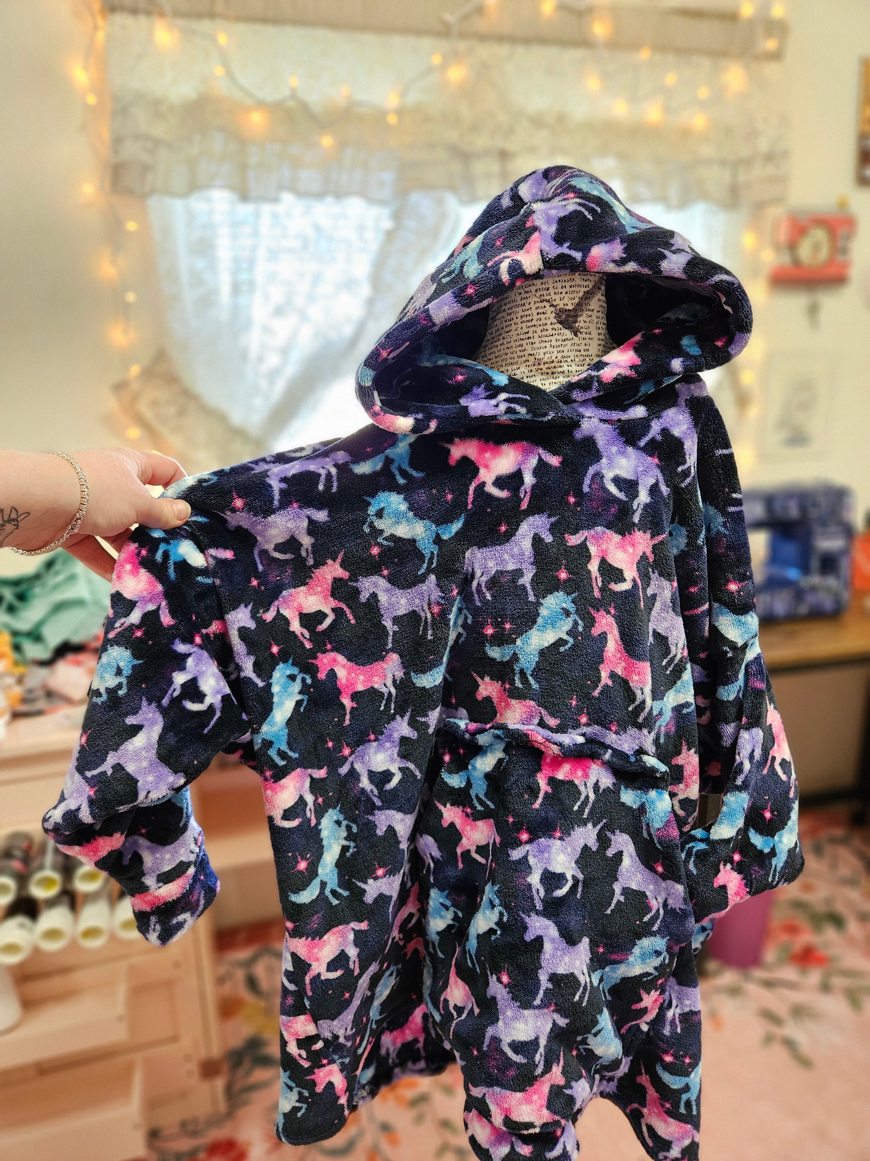 GIRL'S Galaxy Unicorns Hoodie w/ Pocket OVERSIZED CAN FIT FOR MANY SIZES 4T+