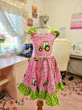 New GIRL'S John Deer Tractor Pink Dress CW 2T/4T