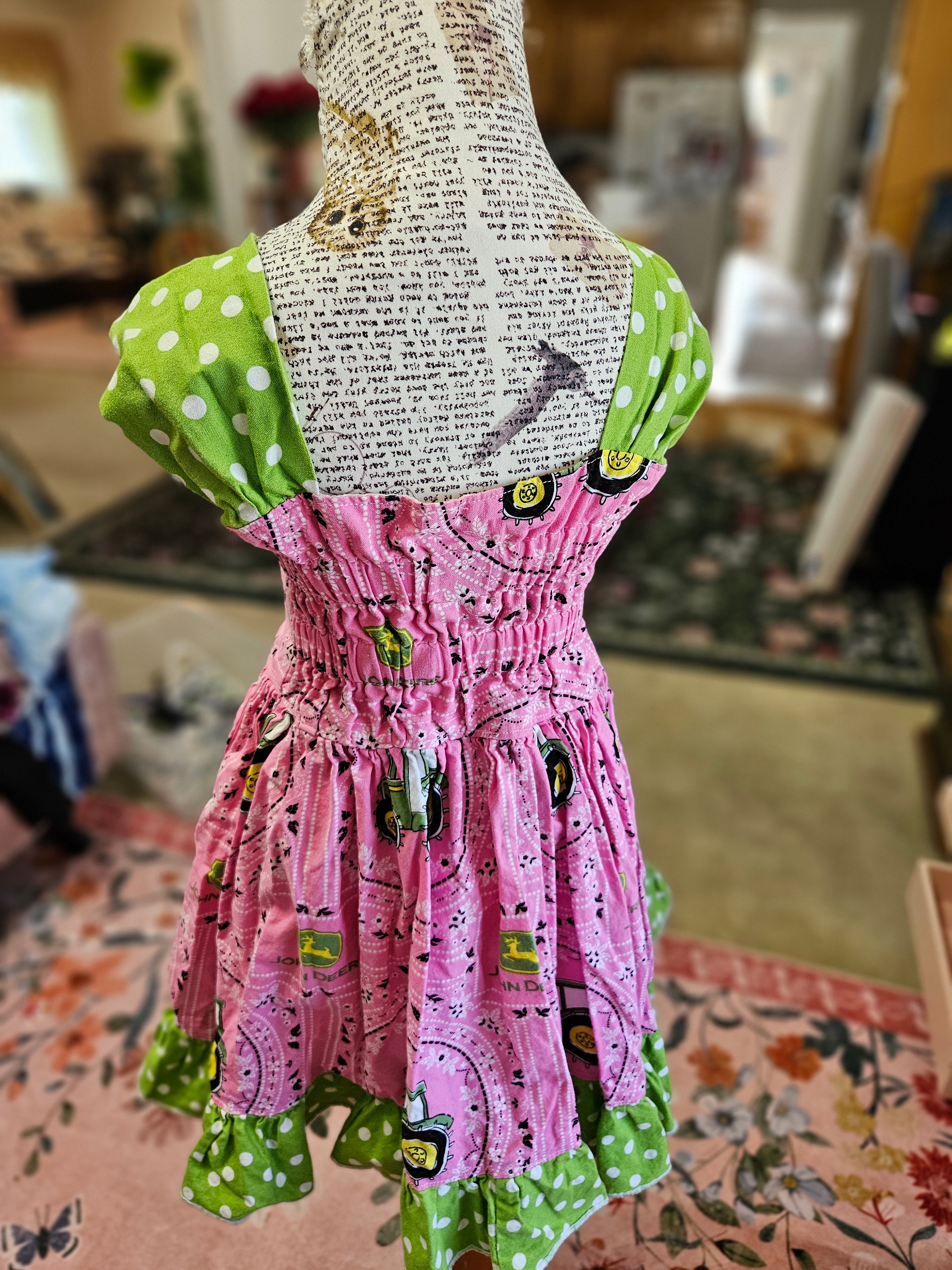 New GIRL'S John Deer Tractor Pink Dress CW 2T/4T