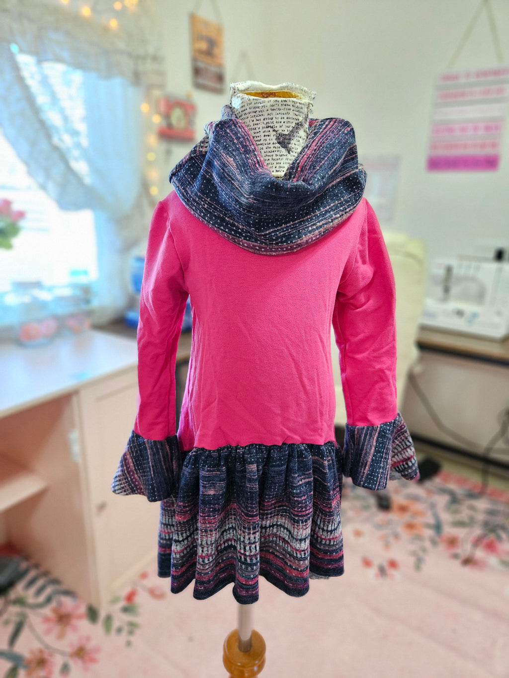 GIRL'S Cowl Neck Pink Plaid Sweater 4T