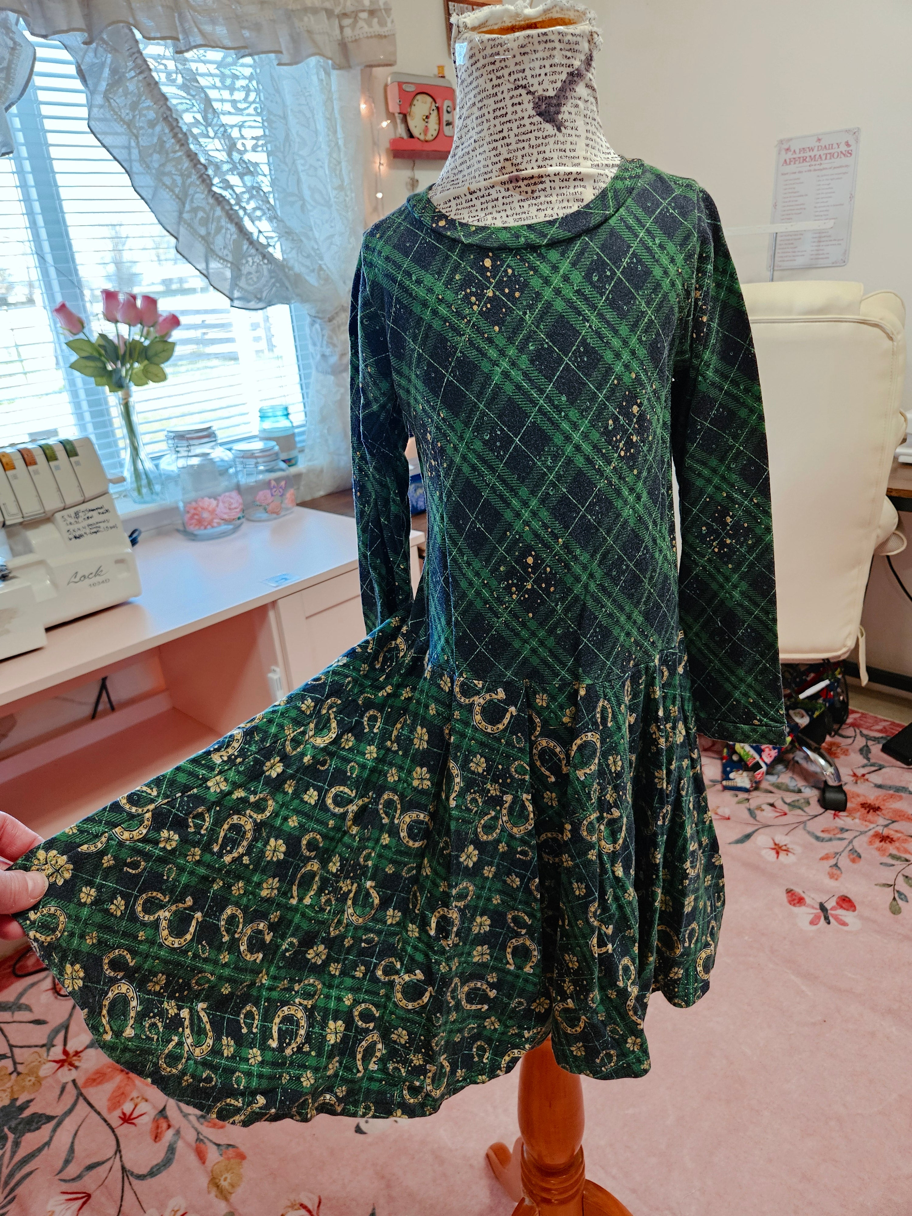GIRL'S St. Patrick's Day Plaid Dress BFT 4T+