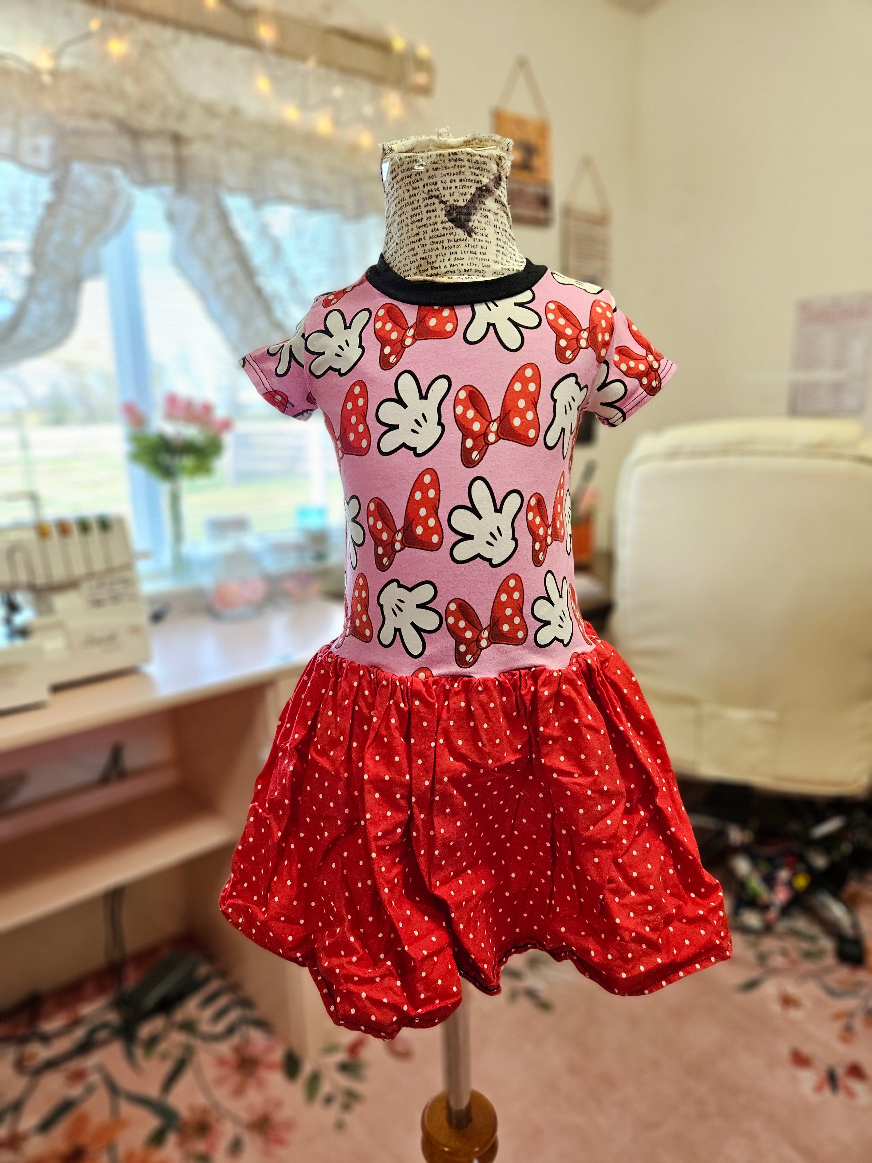 GIRL'S Minnie Mouse Pink Bows Dress CL w/ CW Polka Dots 2T/4T