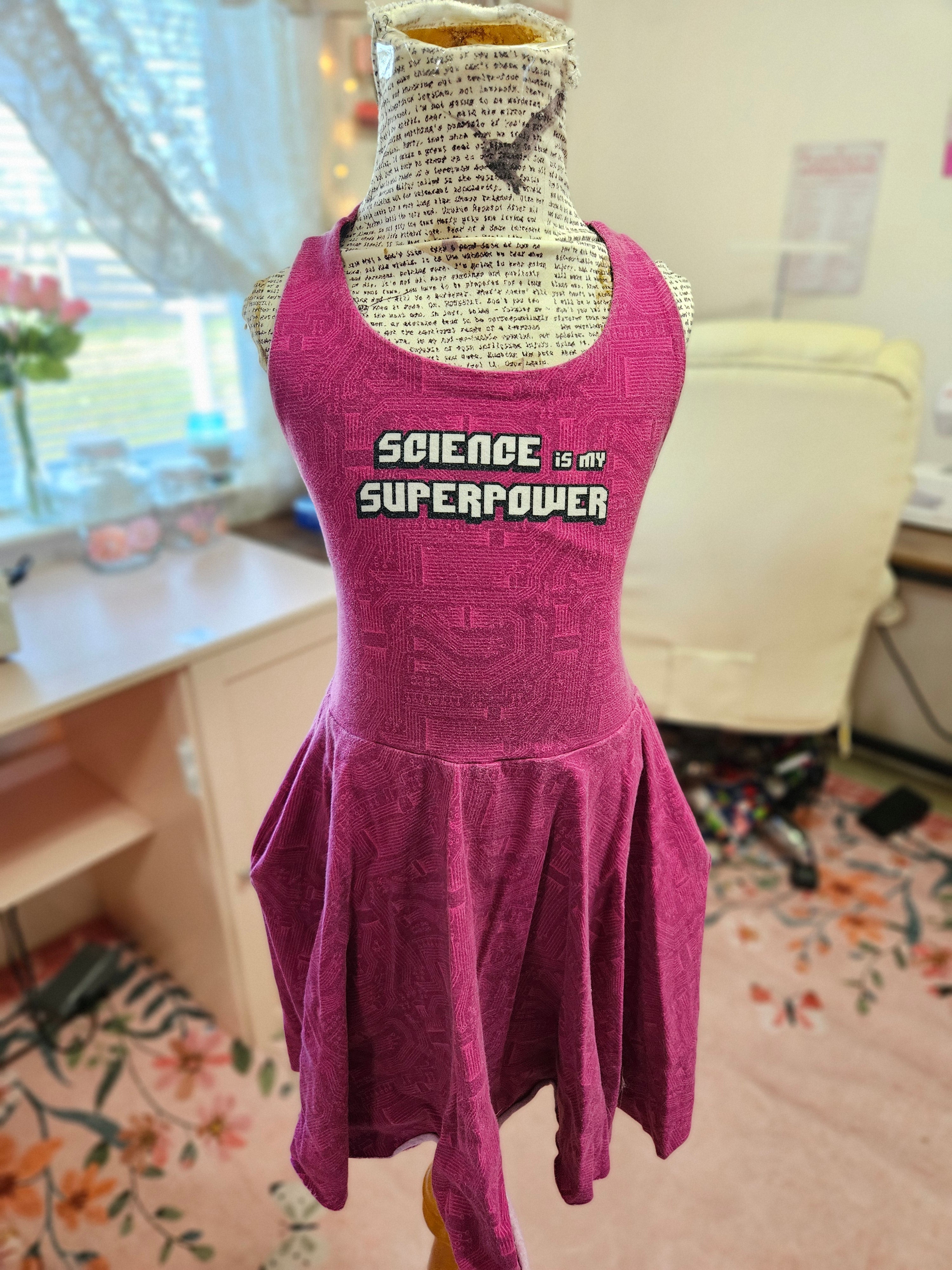 GIRL'S Pink Science is my Super Power Solis Dress w/ Pockets 2T/4T