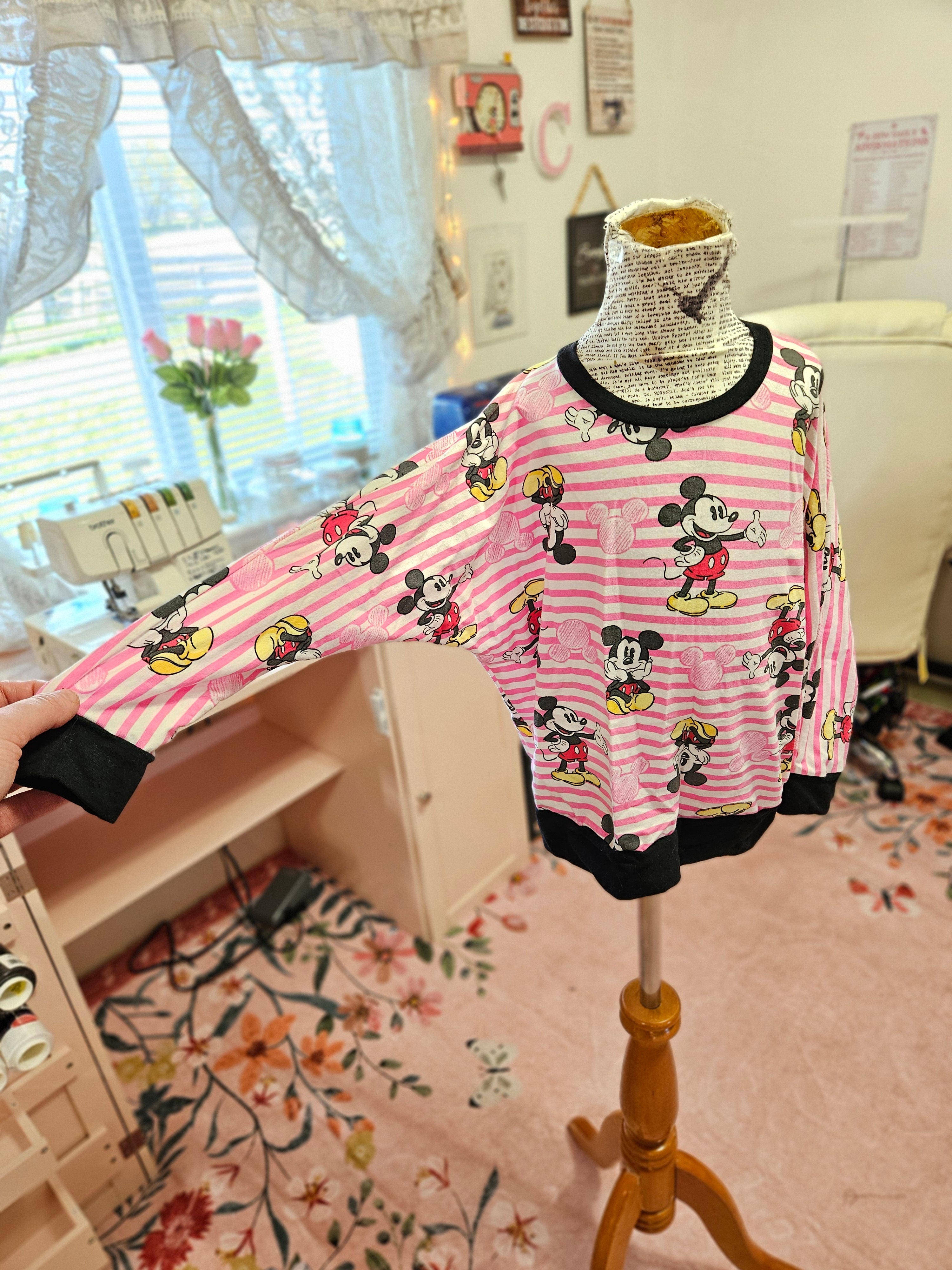 GIRL'S Minnie Mouse Pink Striped Dolman Top CL 4T