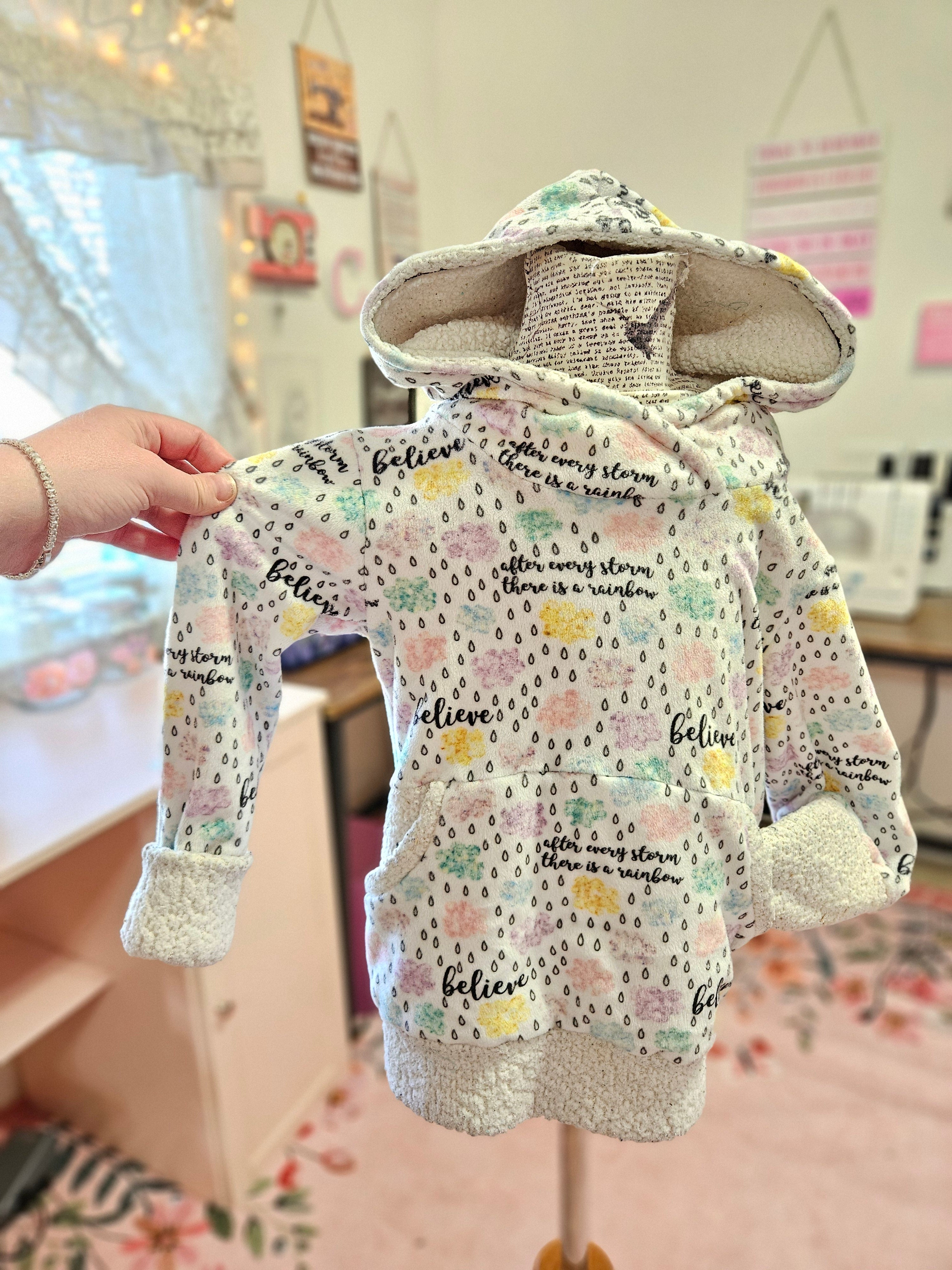 GIRL'S After Every Storm There's a Rainbow Stretch Plush Hoodie 4T