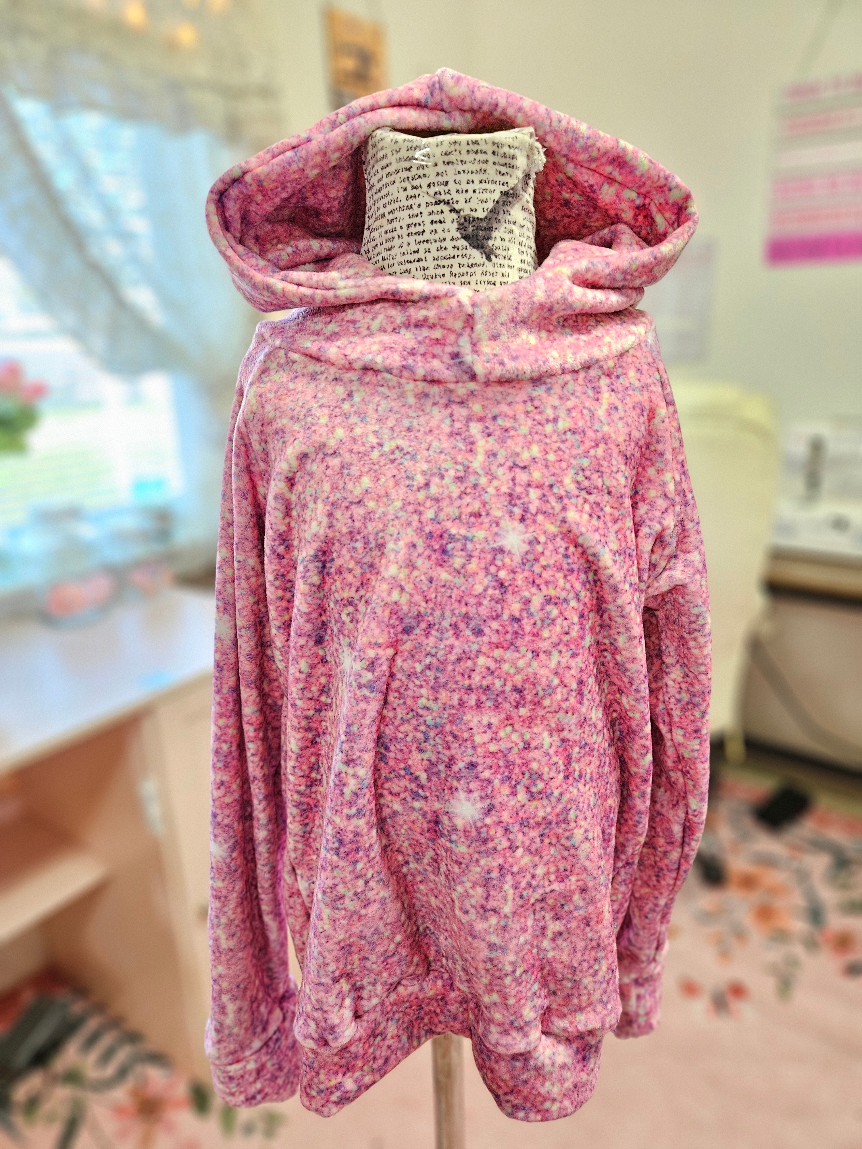 GIRL'S Faux Pink Glitter Stretch Plush Hoodie 4T